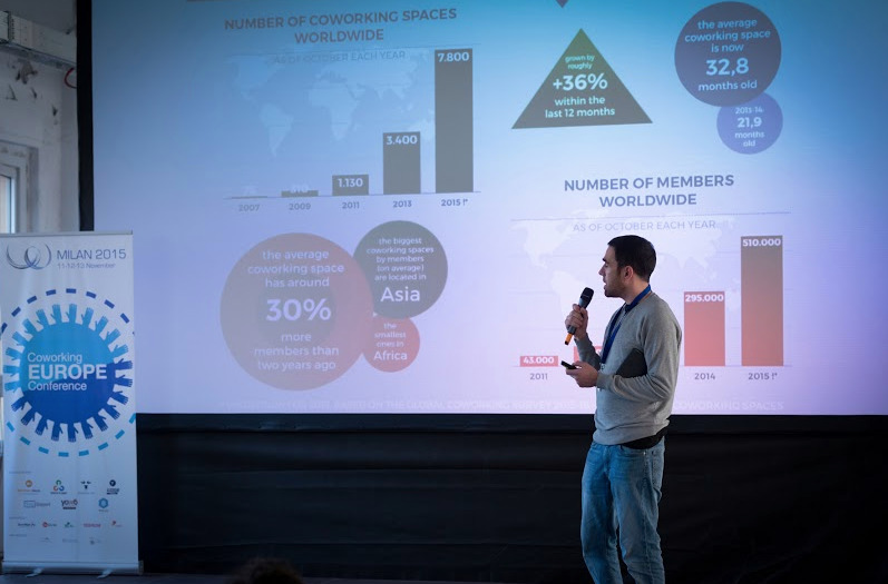 man holding a presentation at the cw europe conference