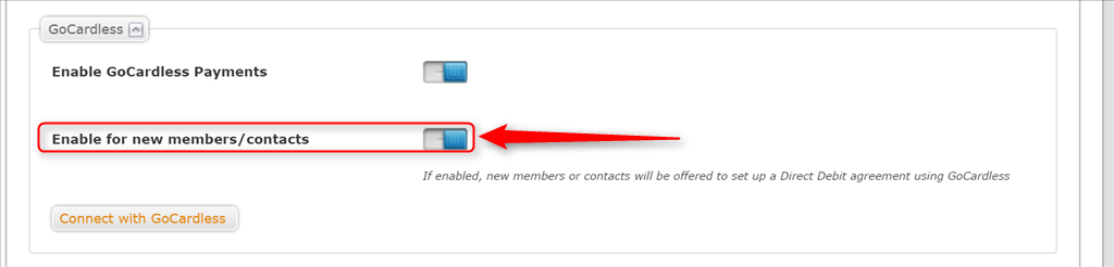 activate Enable GoCardless Payments via the Billing tab on their member profile