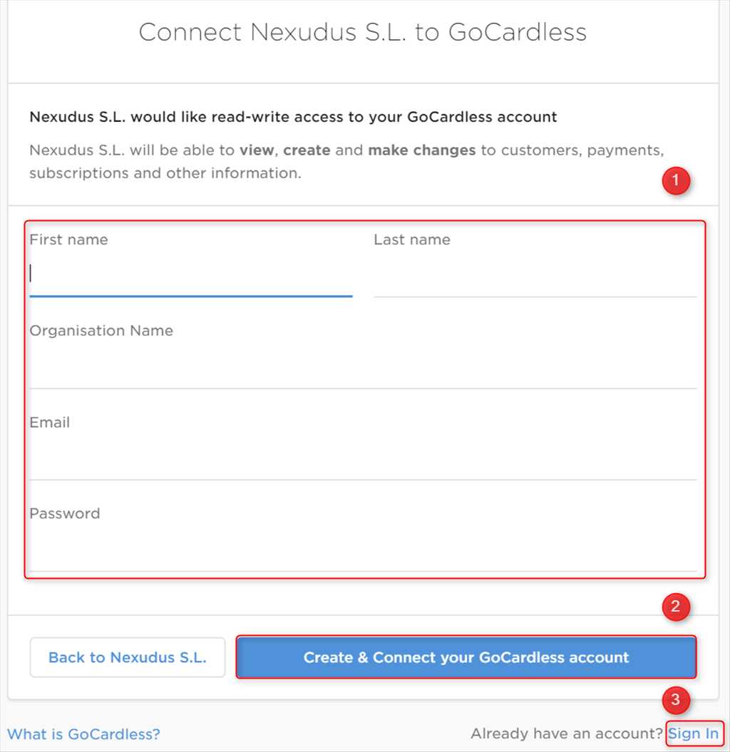 Create & Connect your GoCardless account