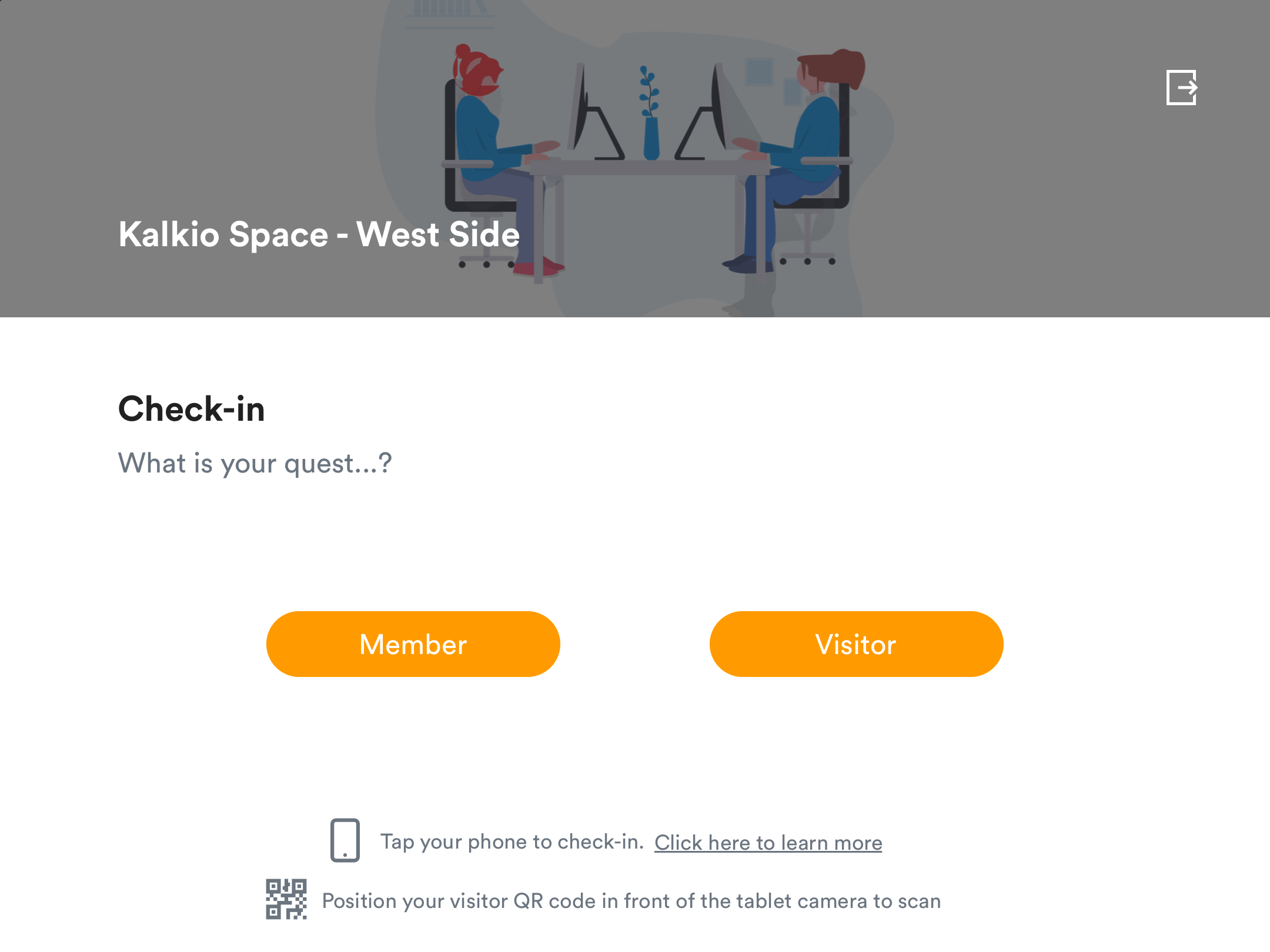 kalkio space check-in screenshot