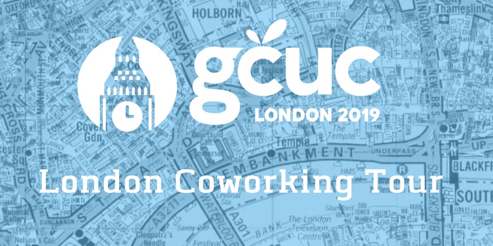 gcuc london 2019 coworking tour event banner