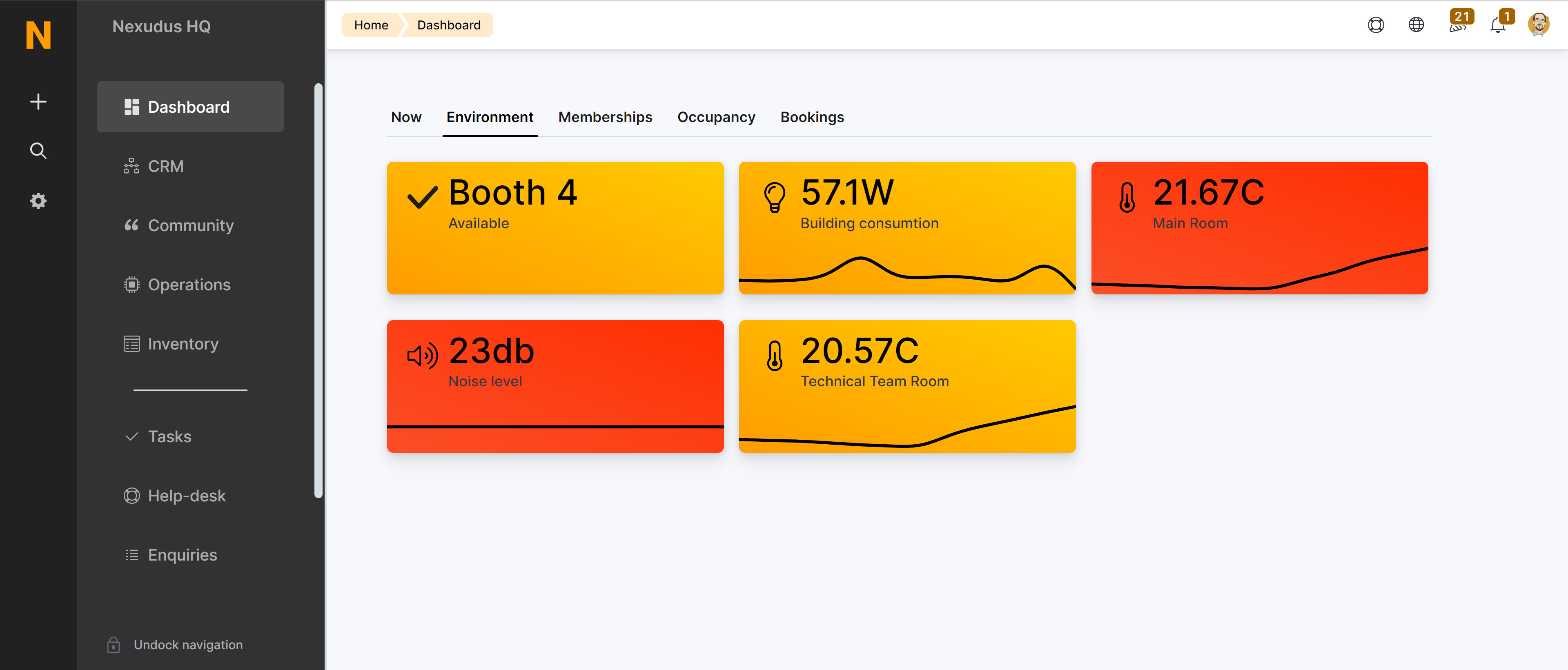 nexudus hq dashboard app screenshot