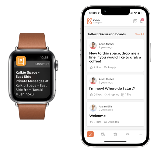 a smartwatch and a smartphone connected to nexudus
