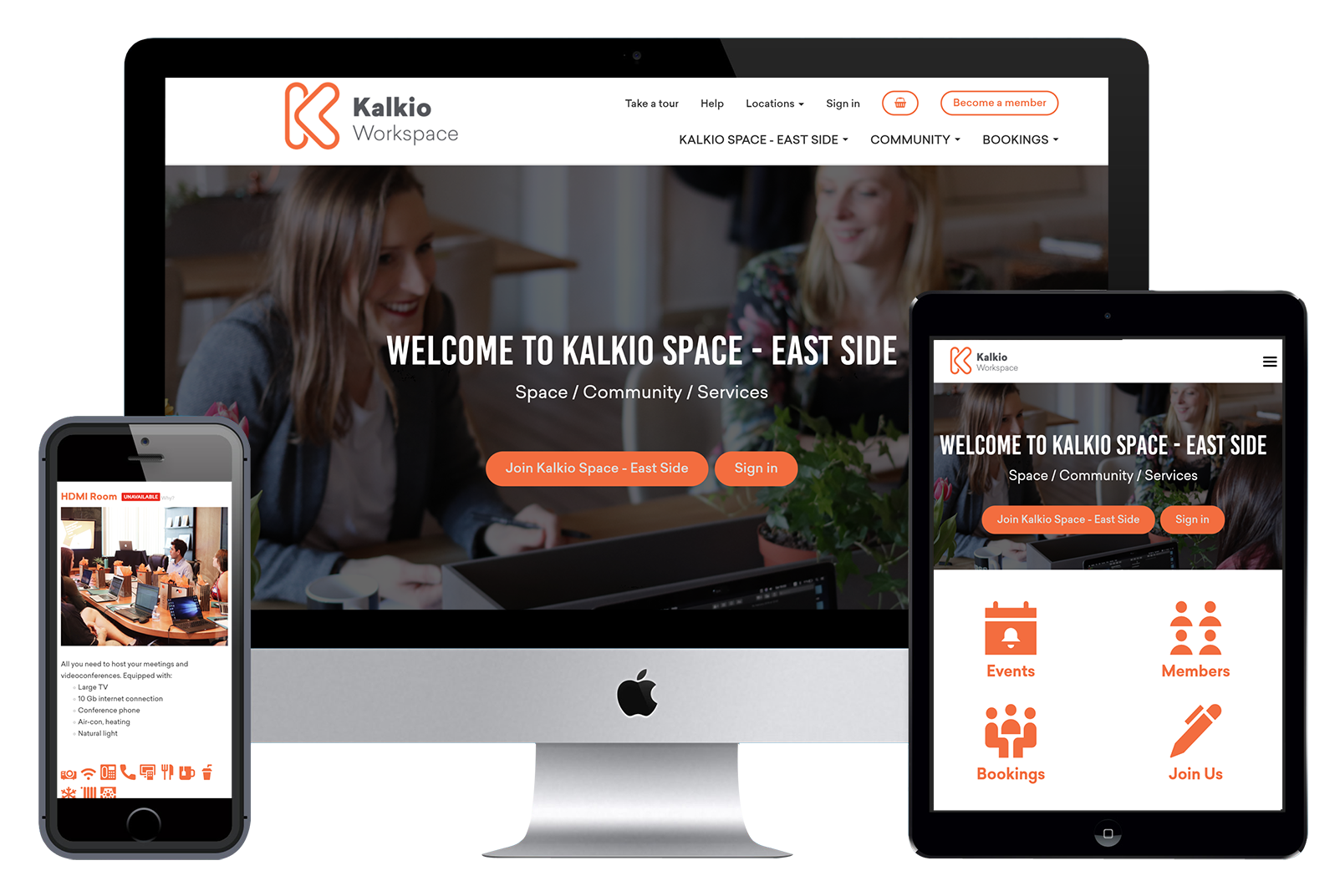 kalkio workspace app on different screens
