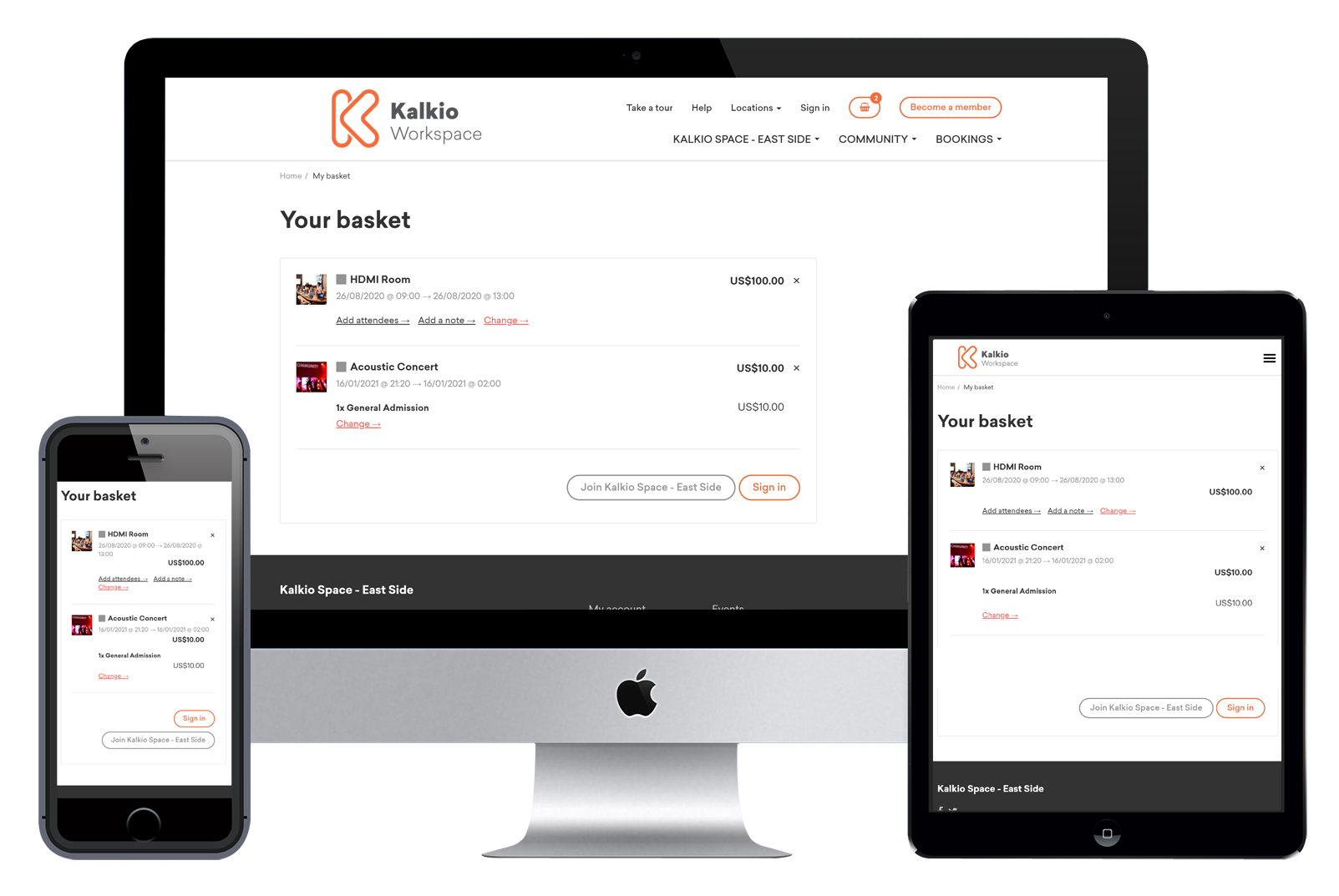 kalkio workspace app on different screens