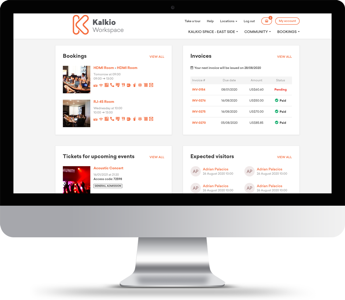 kalkio workspace app on monitor