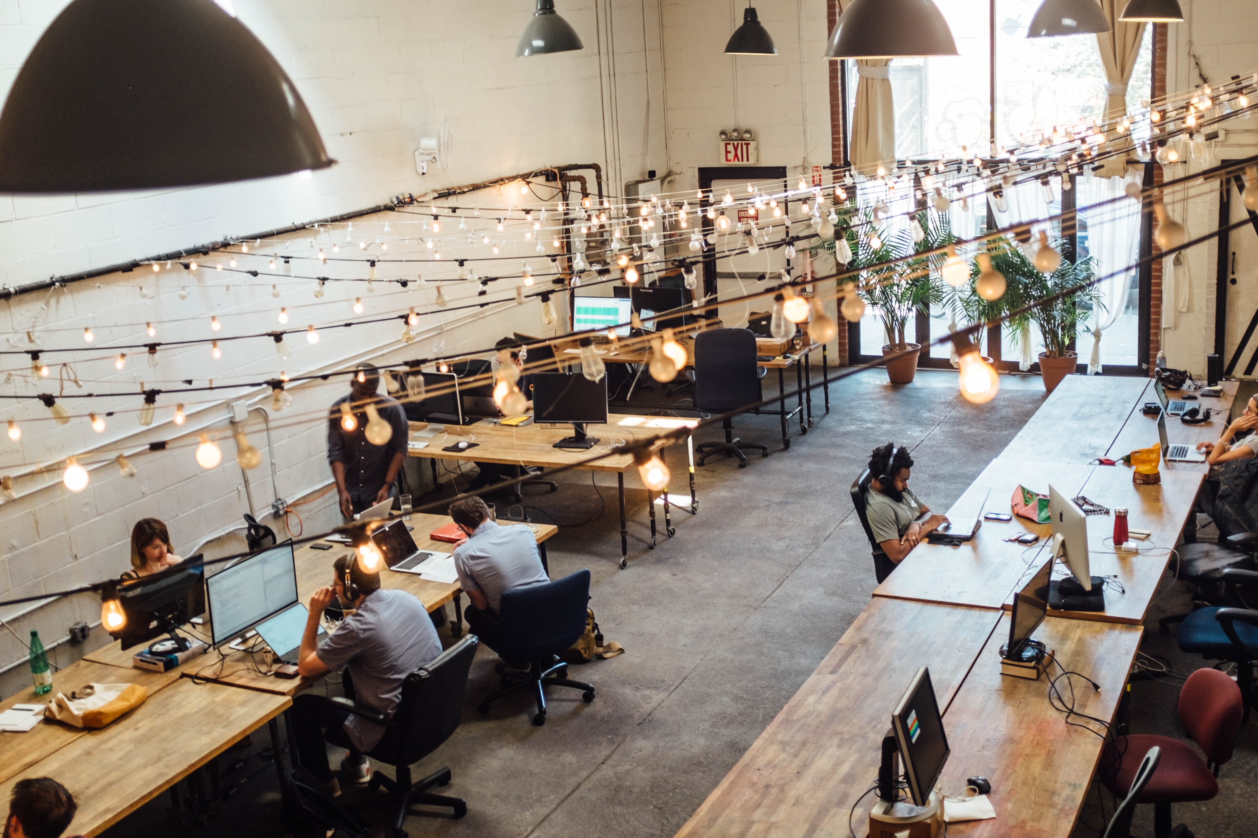 people working from a coworking space