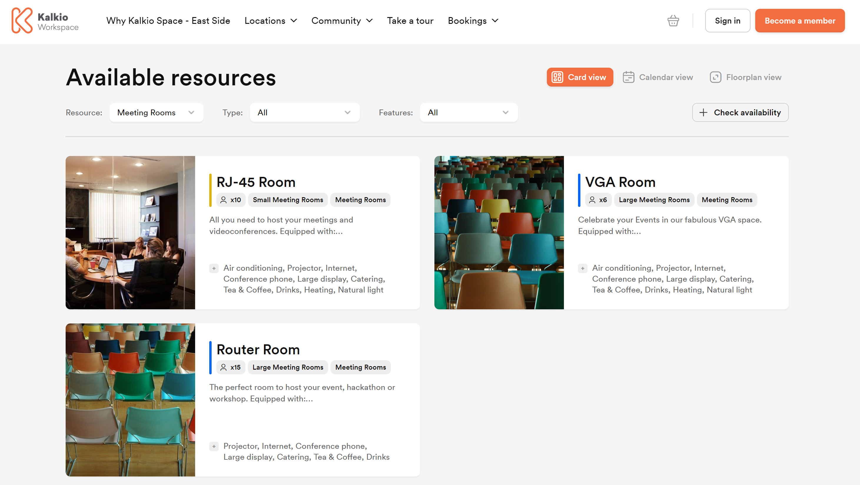 kalkio workspace available resources screenshot