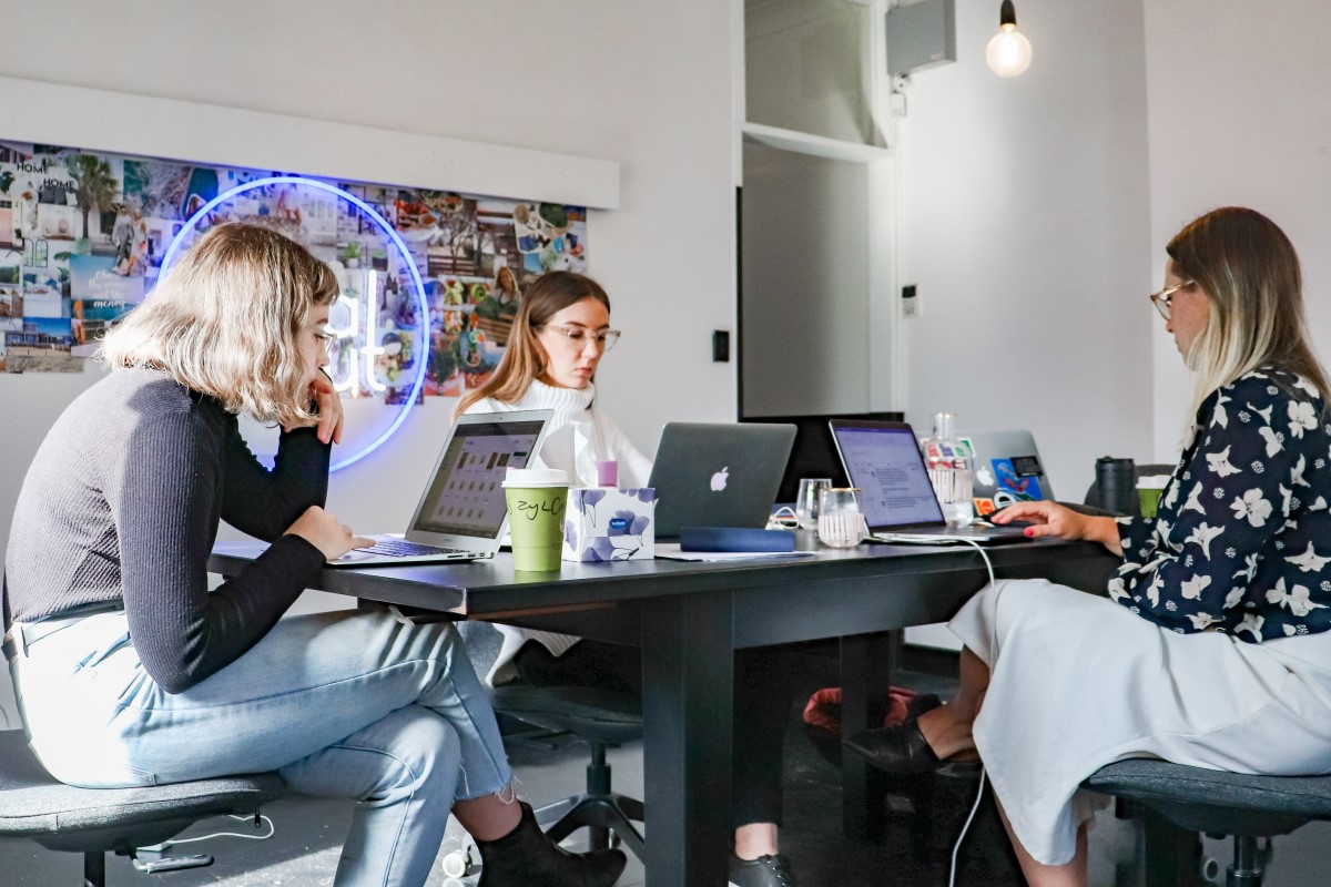 women working from a coworking space