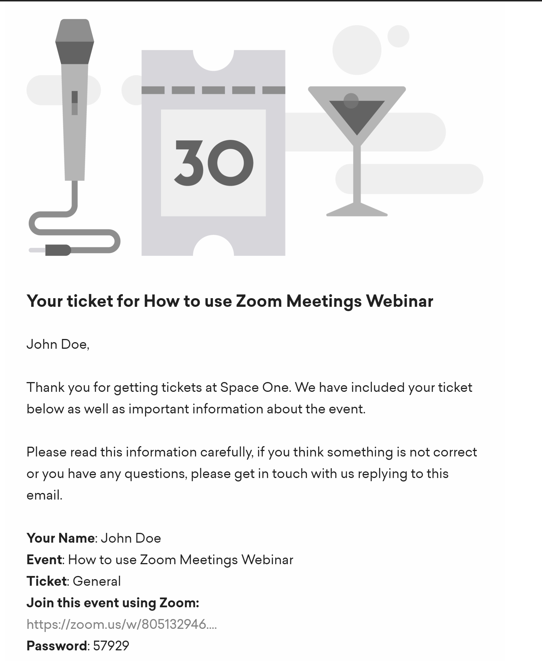 zoom meeting ticket screenshot