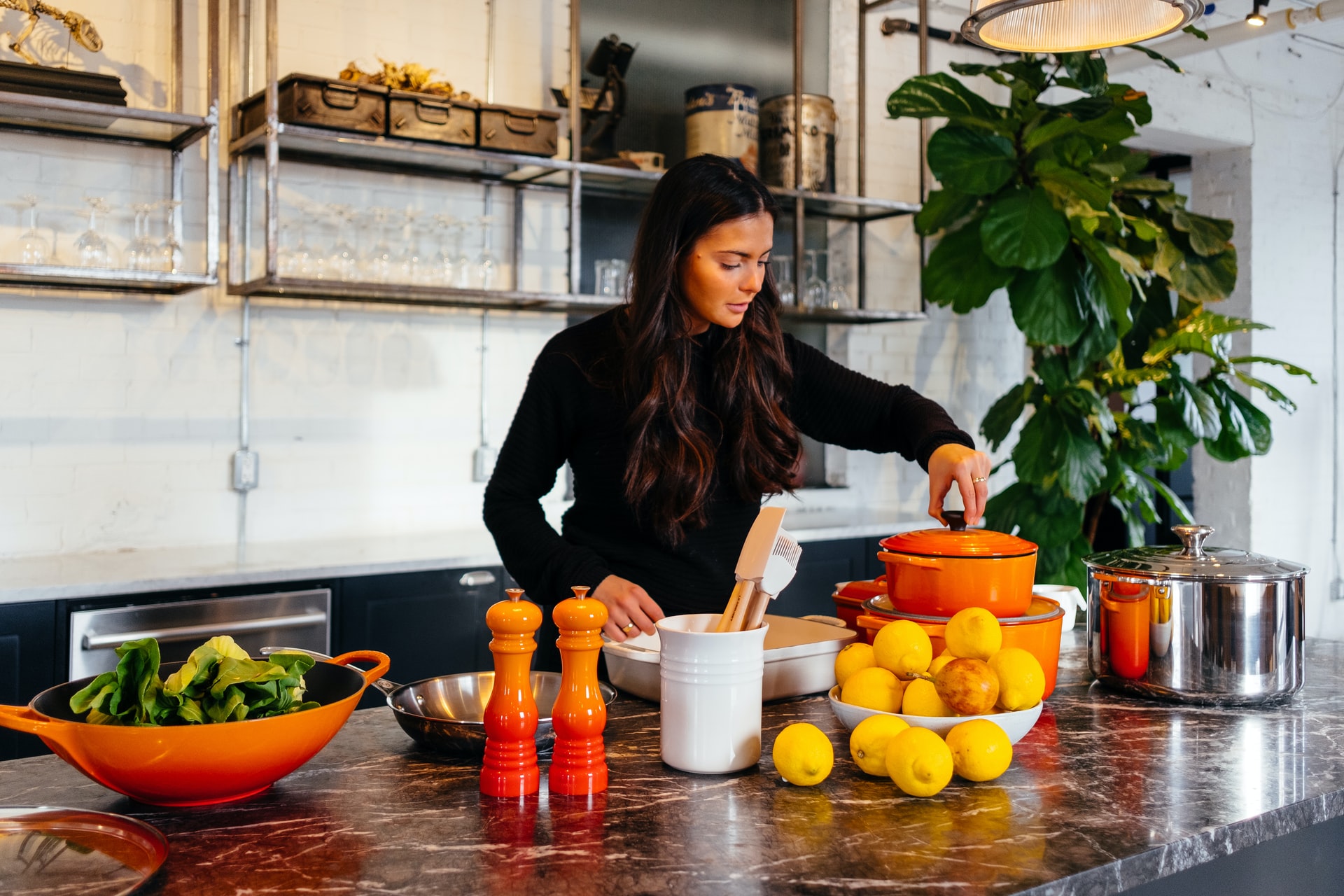 a woman cooking