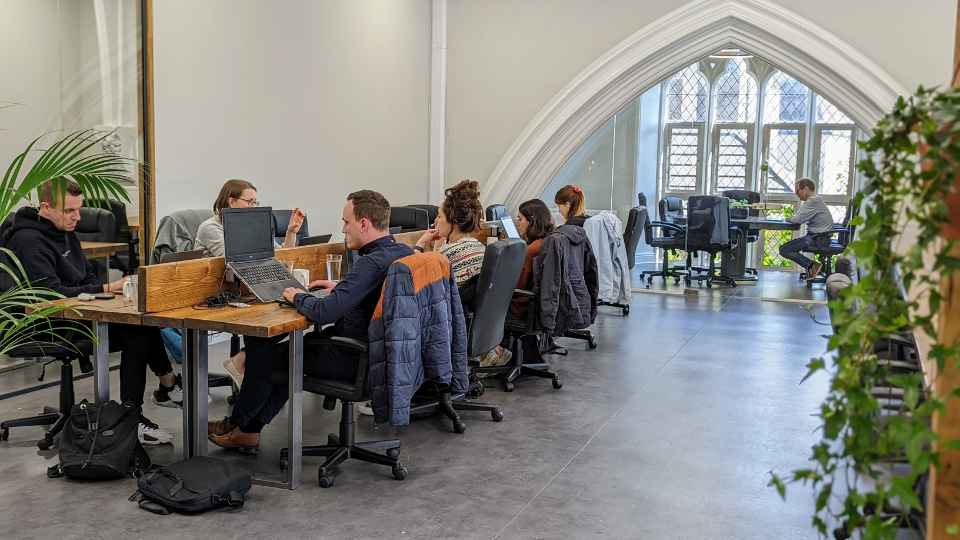 people working from a coworking space