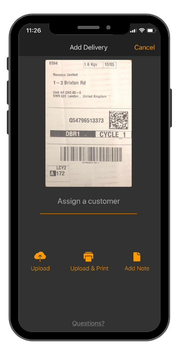 delivery details on a smartphone screen