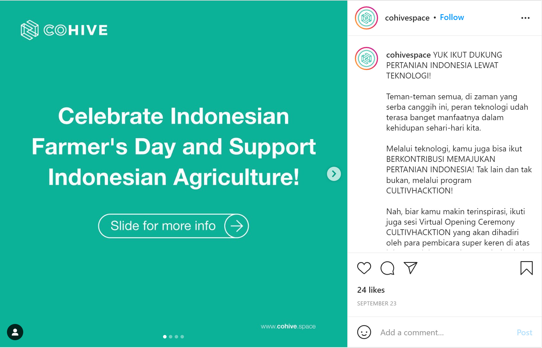 cohivespace social media post
