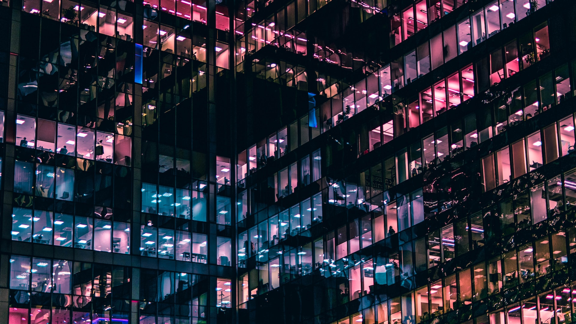 an office building at night