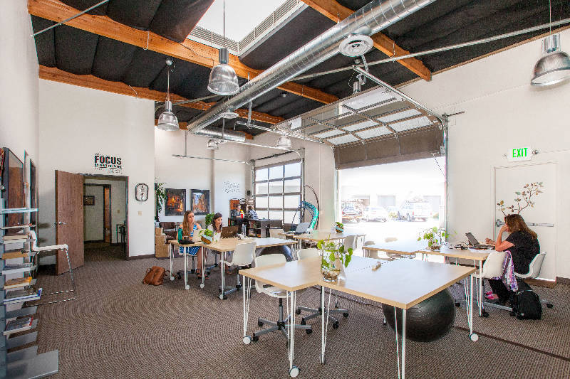people working from a coworking office