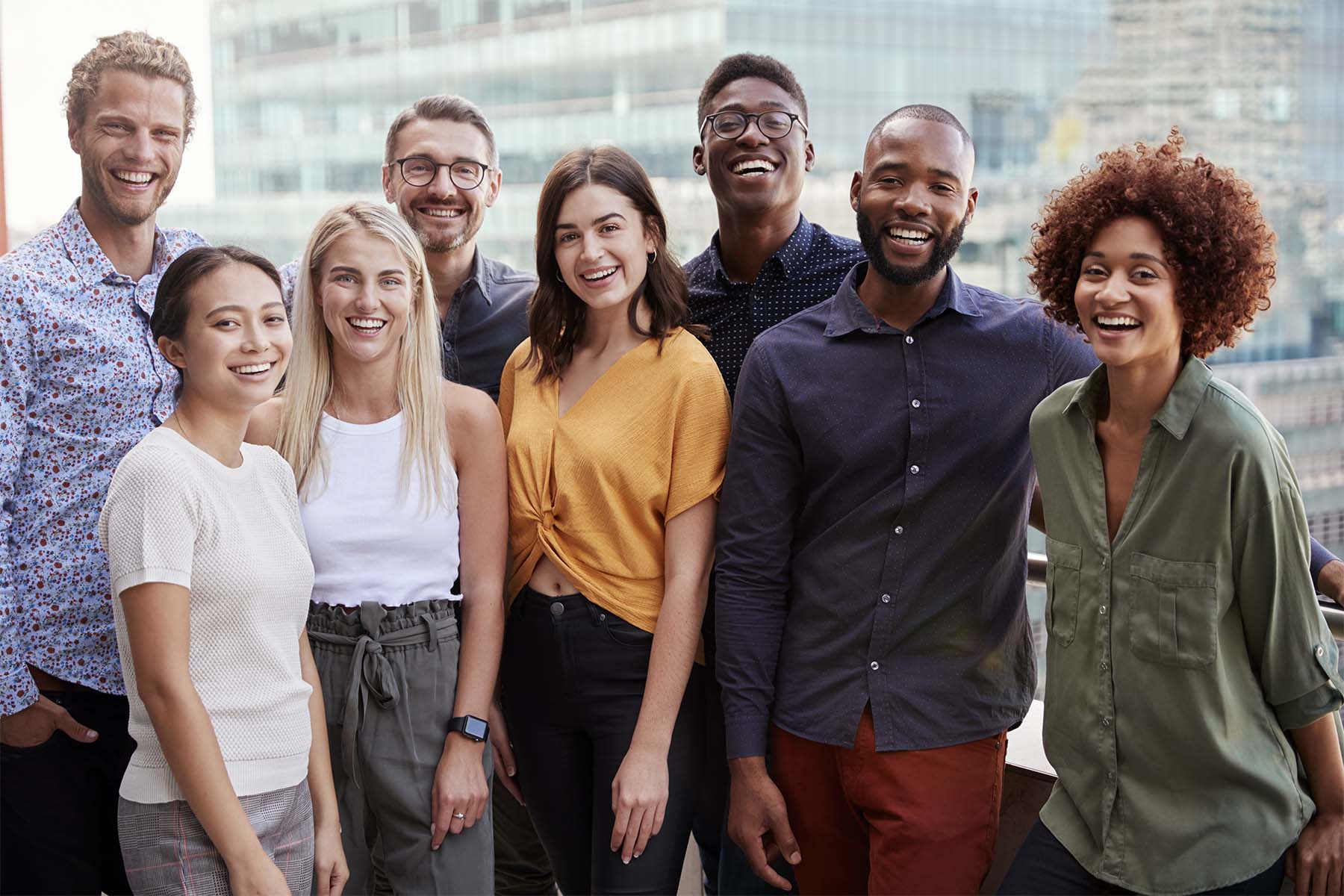 people posing together for a group photo