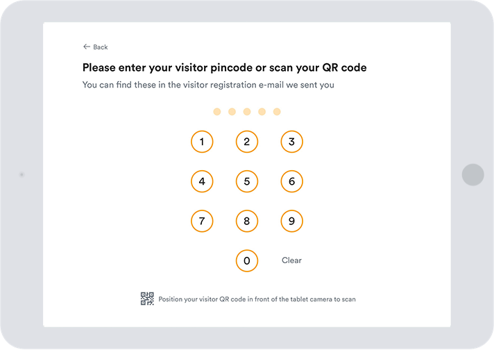 please enter your visitor pincode or scan your qr code