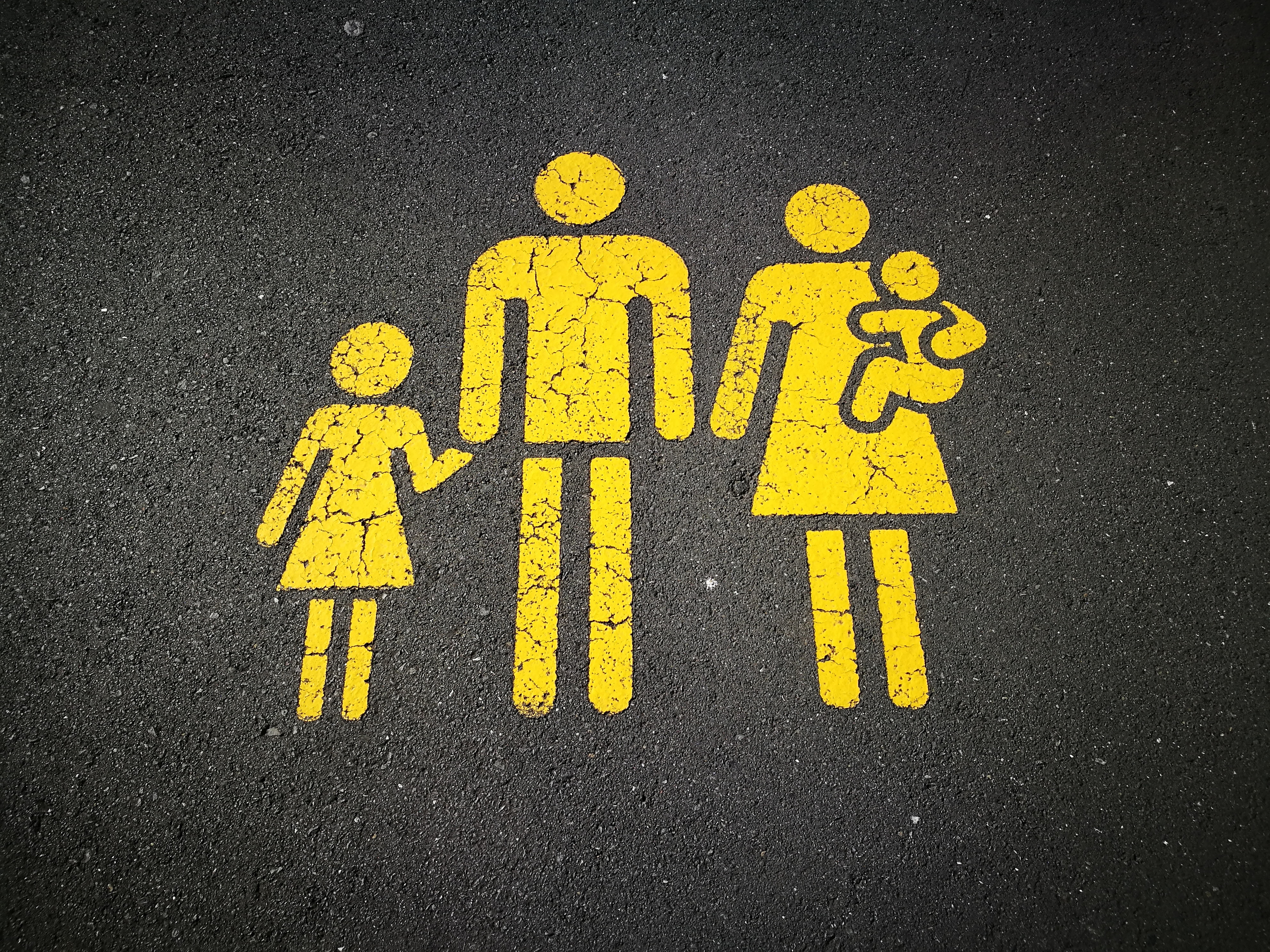 drawing of a family on a street