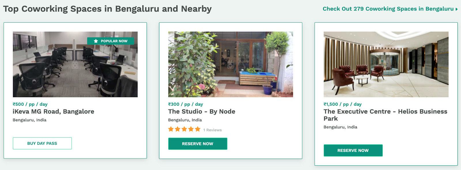 top coworking spaces in bengaluru and nearby