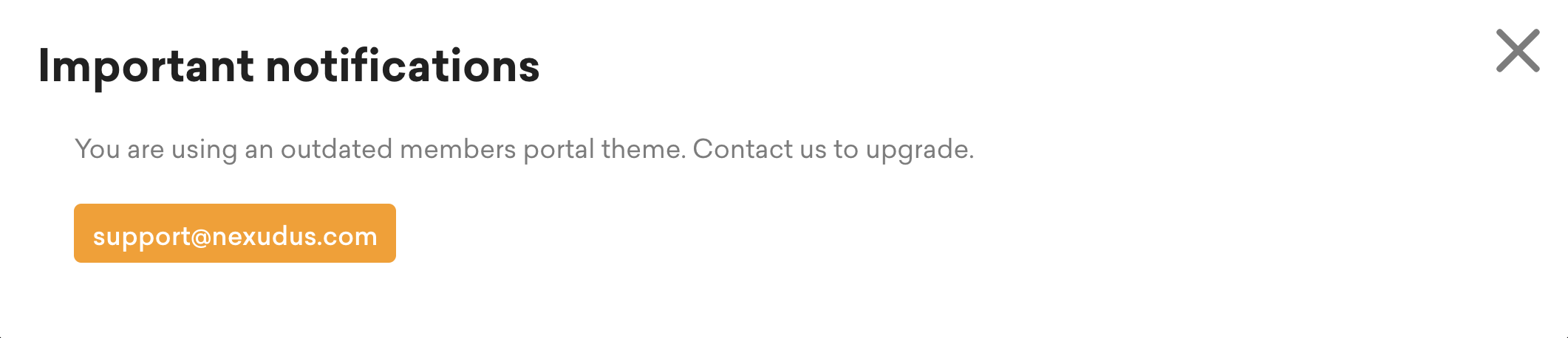 nexudus important notification screenshot