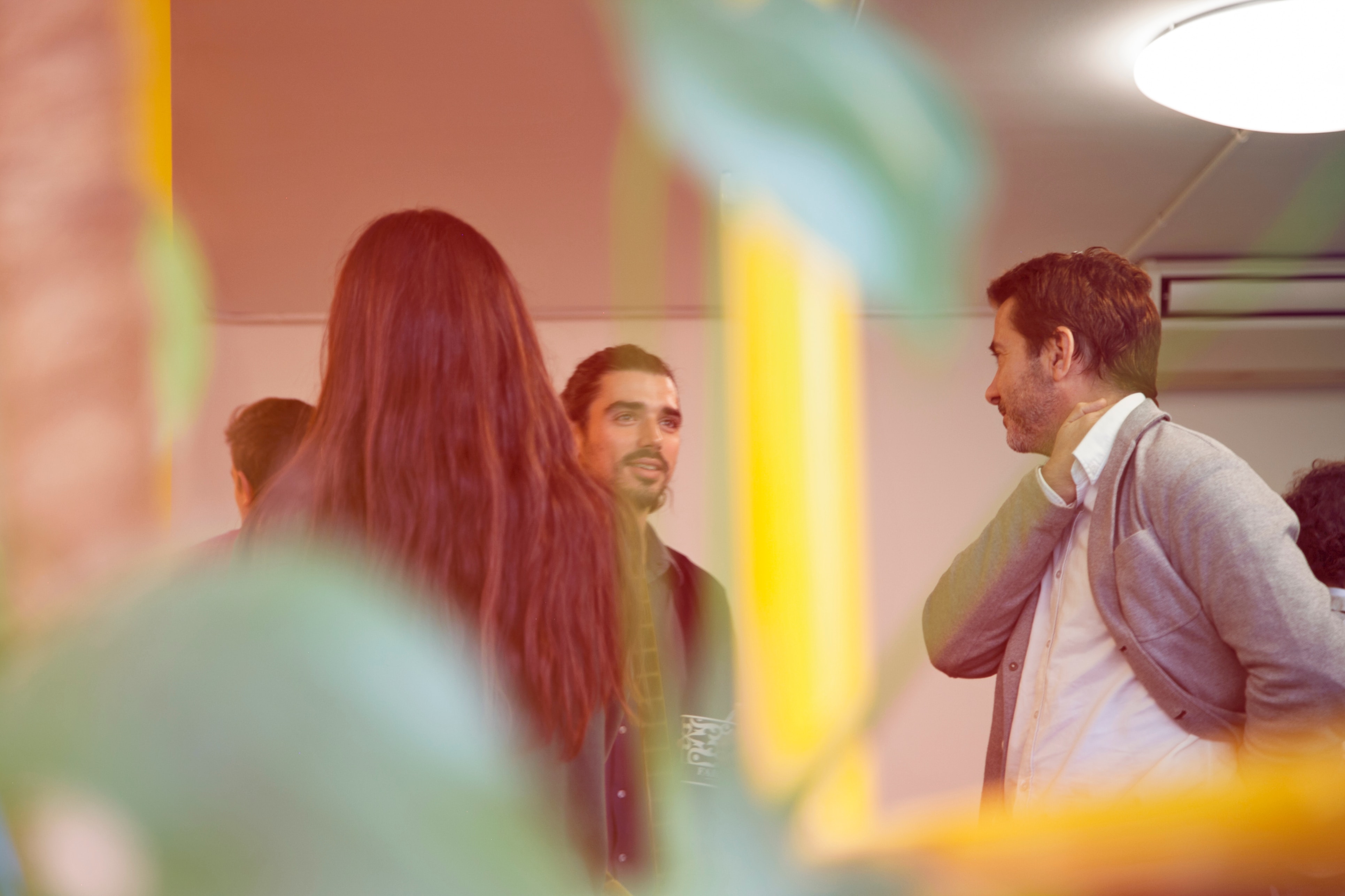 people standing and talking