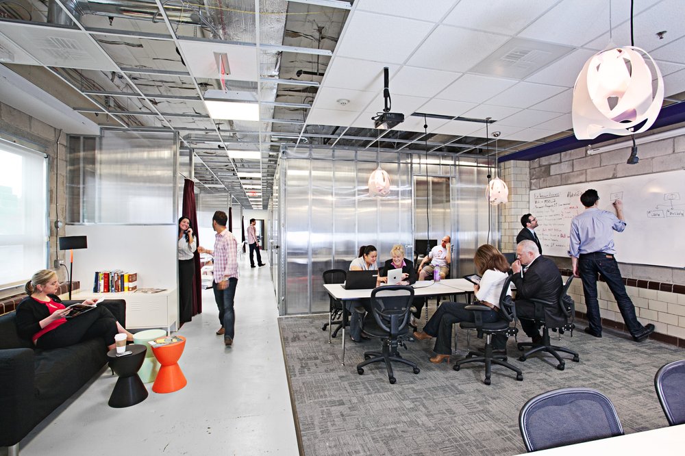 people working in a coworking office