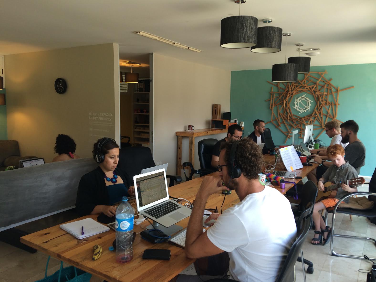 people working in coworking office