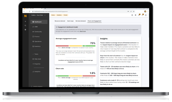 nexudus app dashboard on a laptop screen