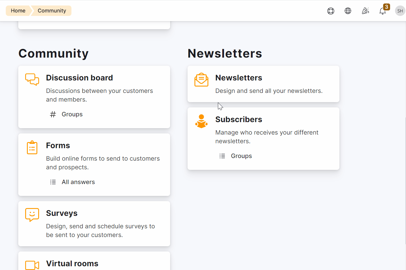Create newsletters with pre-defined templates or build your own.