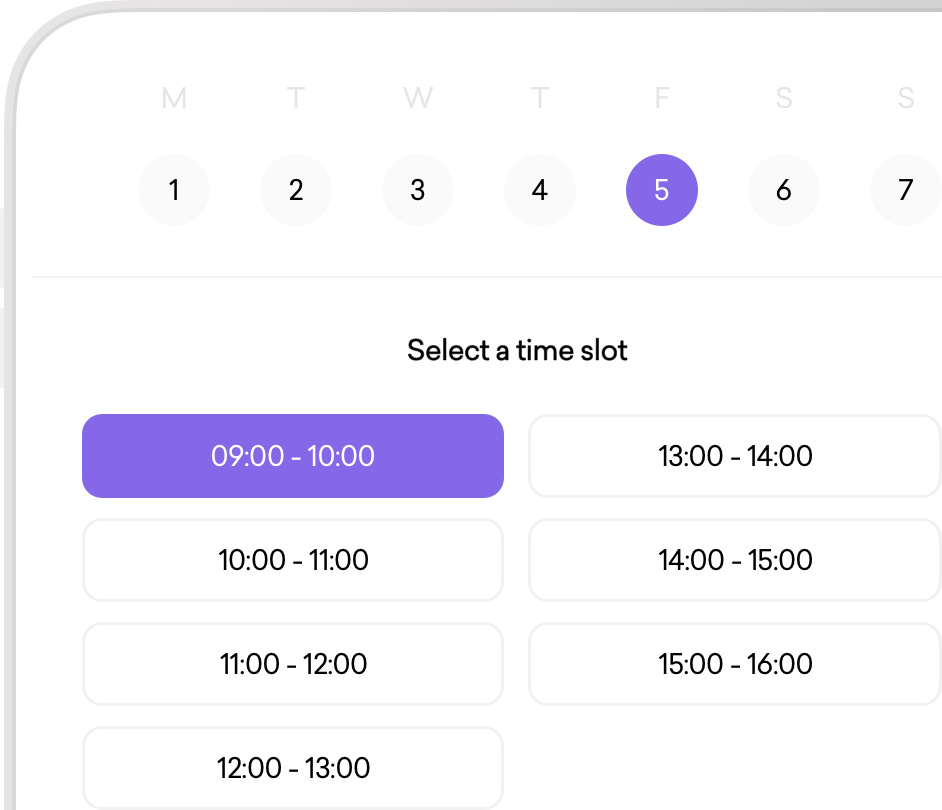Nexboard - select a time slot