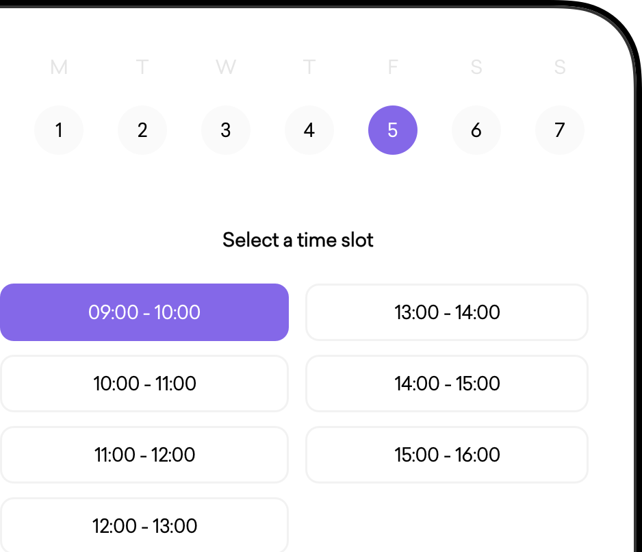 Nexboard - select a time slot