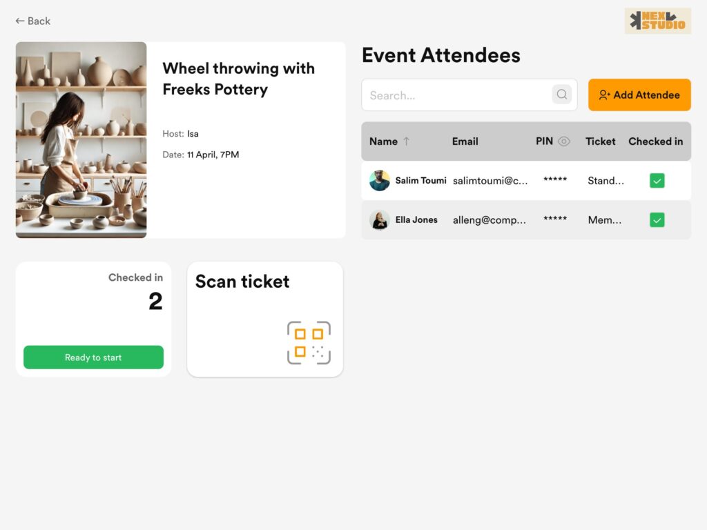 NexEvents Hosted Tablet View