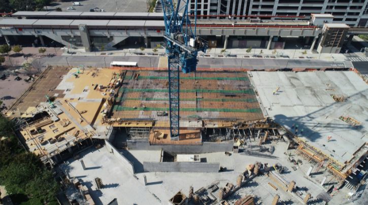 An aerial view of a building site