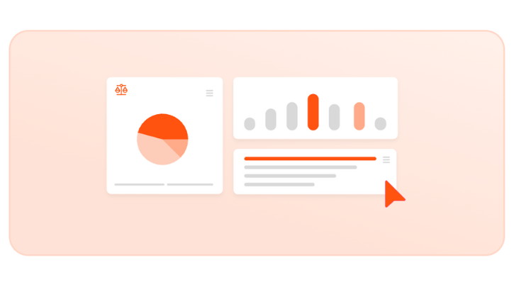 orange graphic of charts