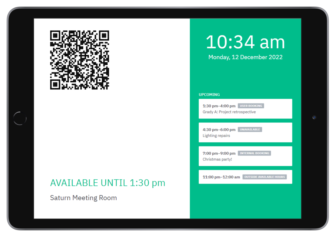 Skedda meeting room display