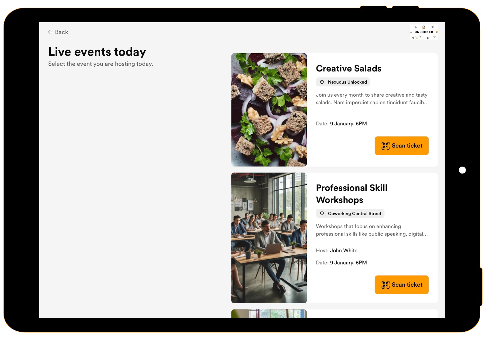 NexEvents Self-service Mode
