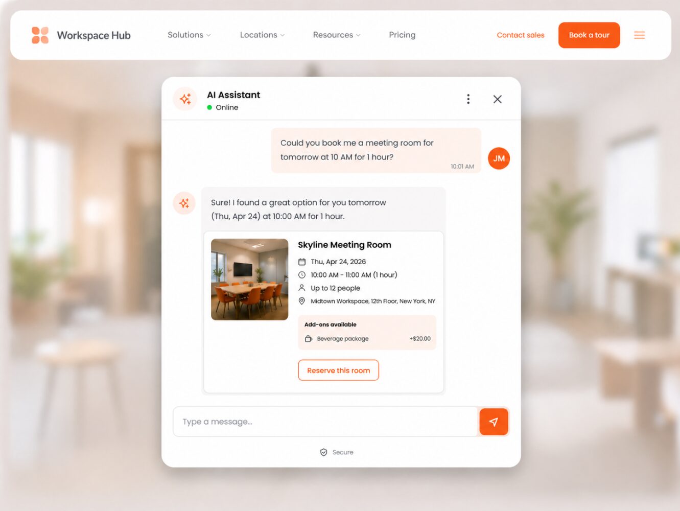 coworking website AI assistant tool