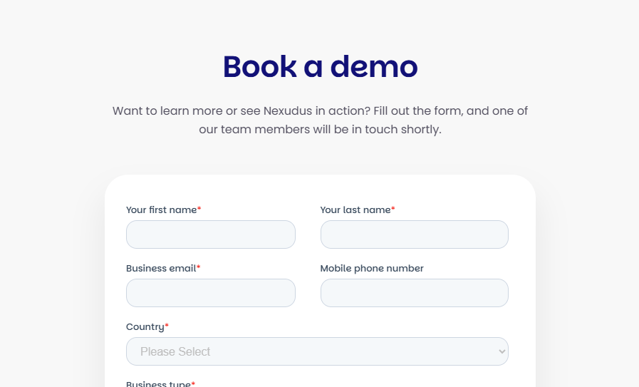 Nexudus demo form
