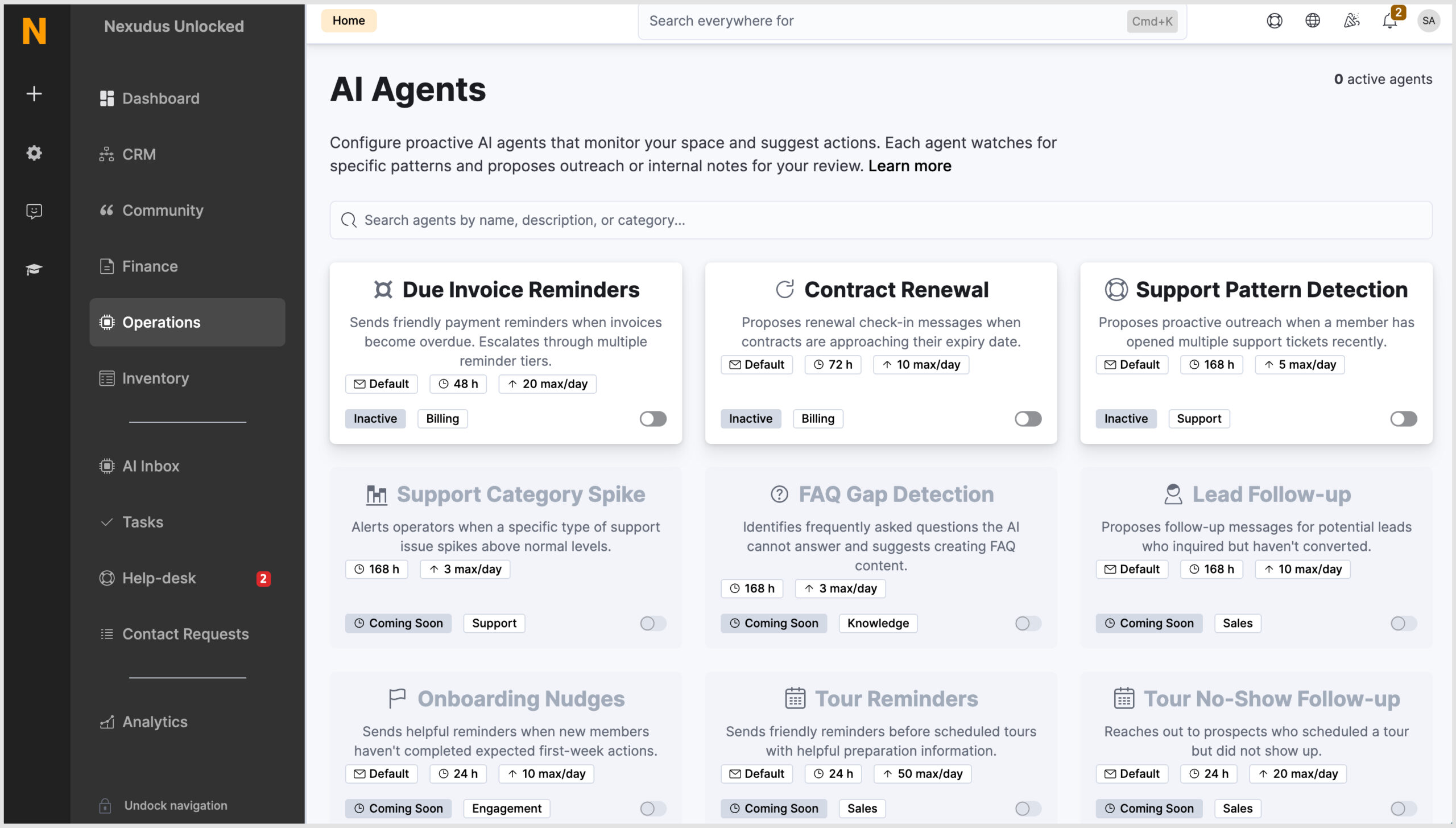 Admin Panel > Operations > AI Agents