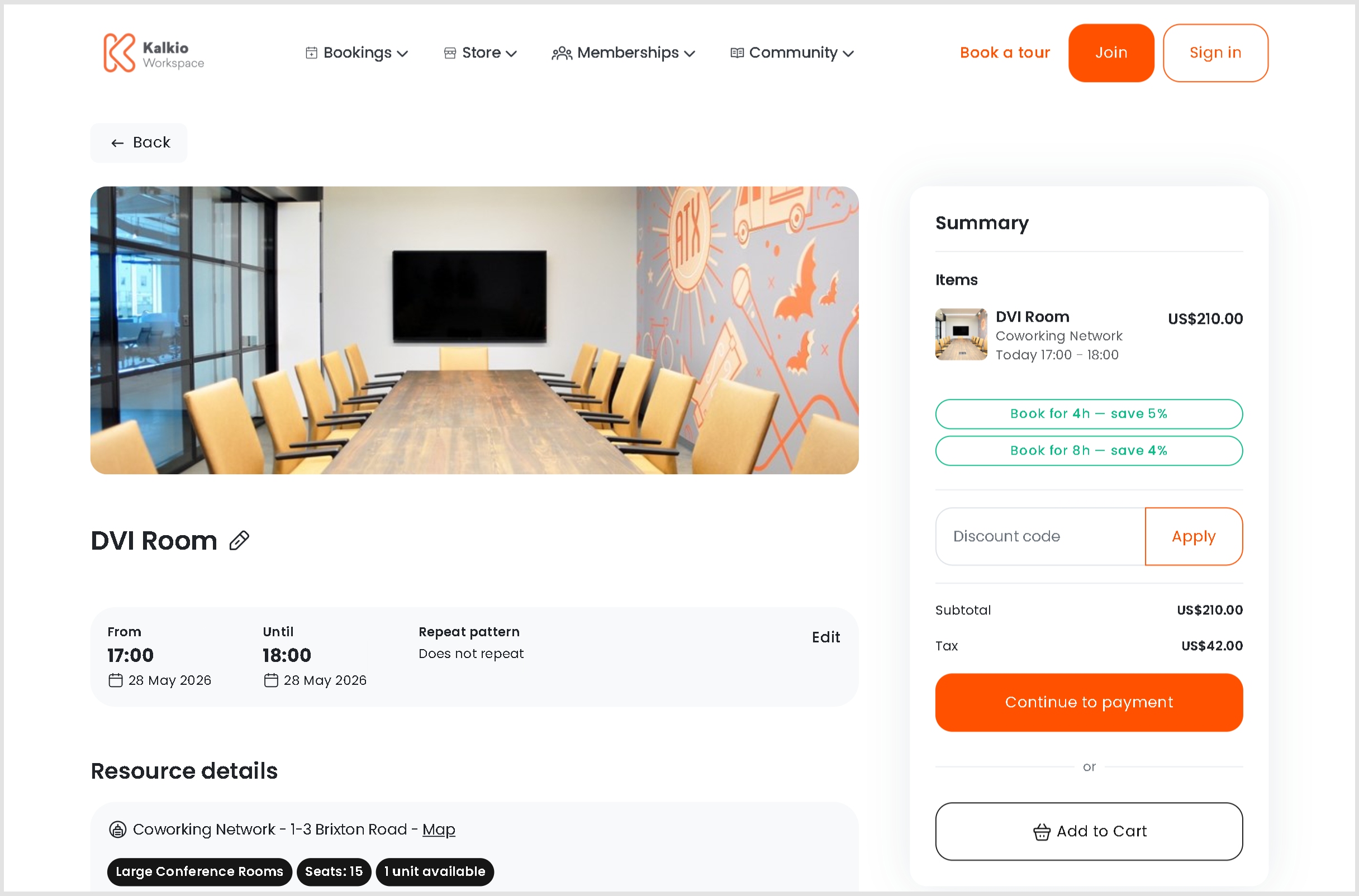Booking page summary