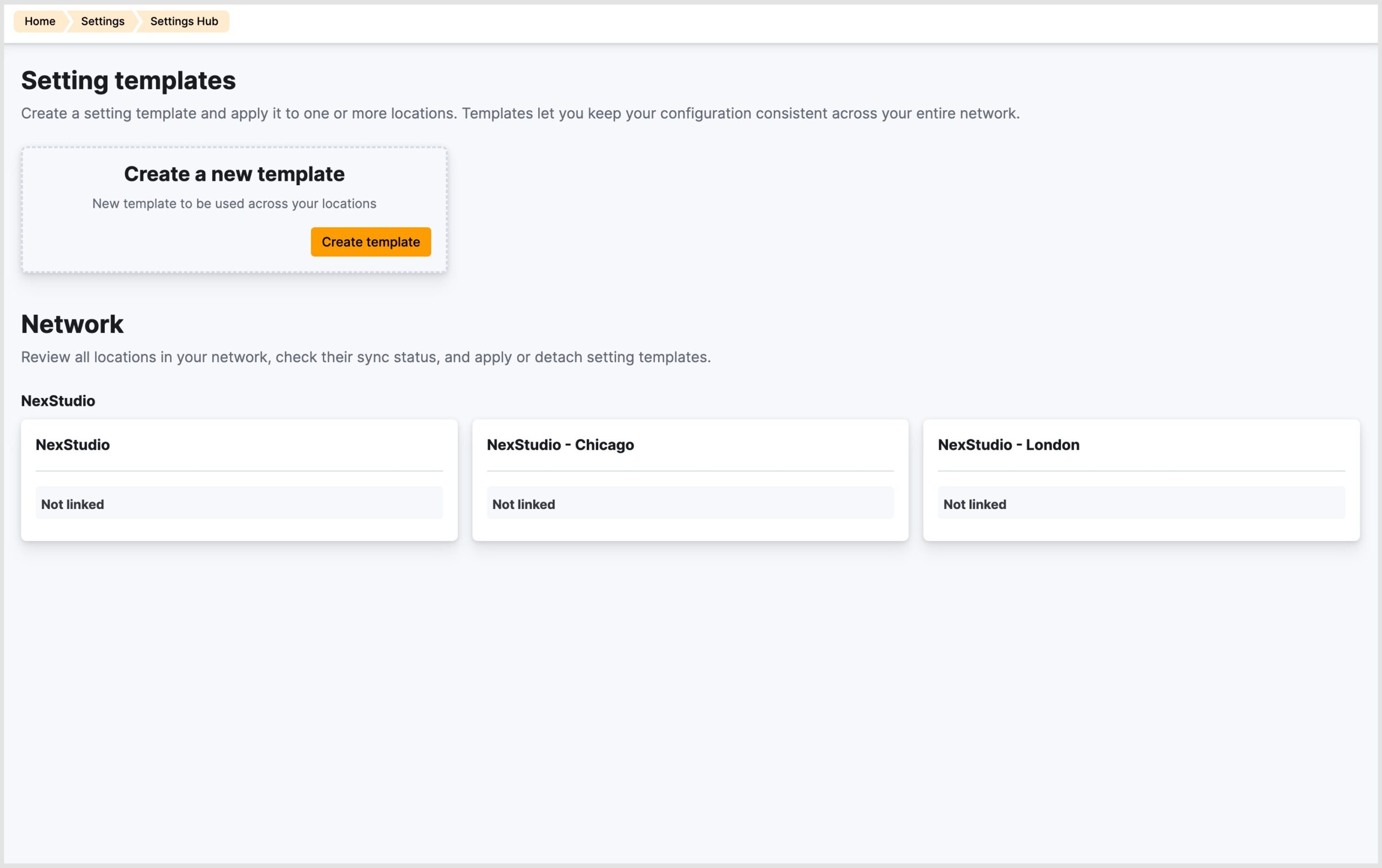 Admin Panel > Settings Hub