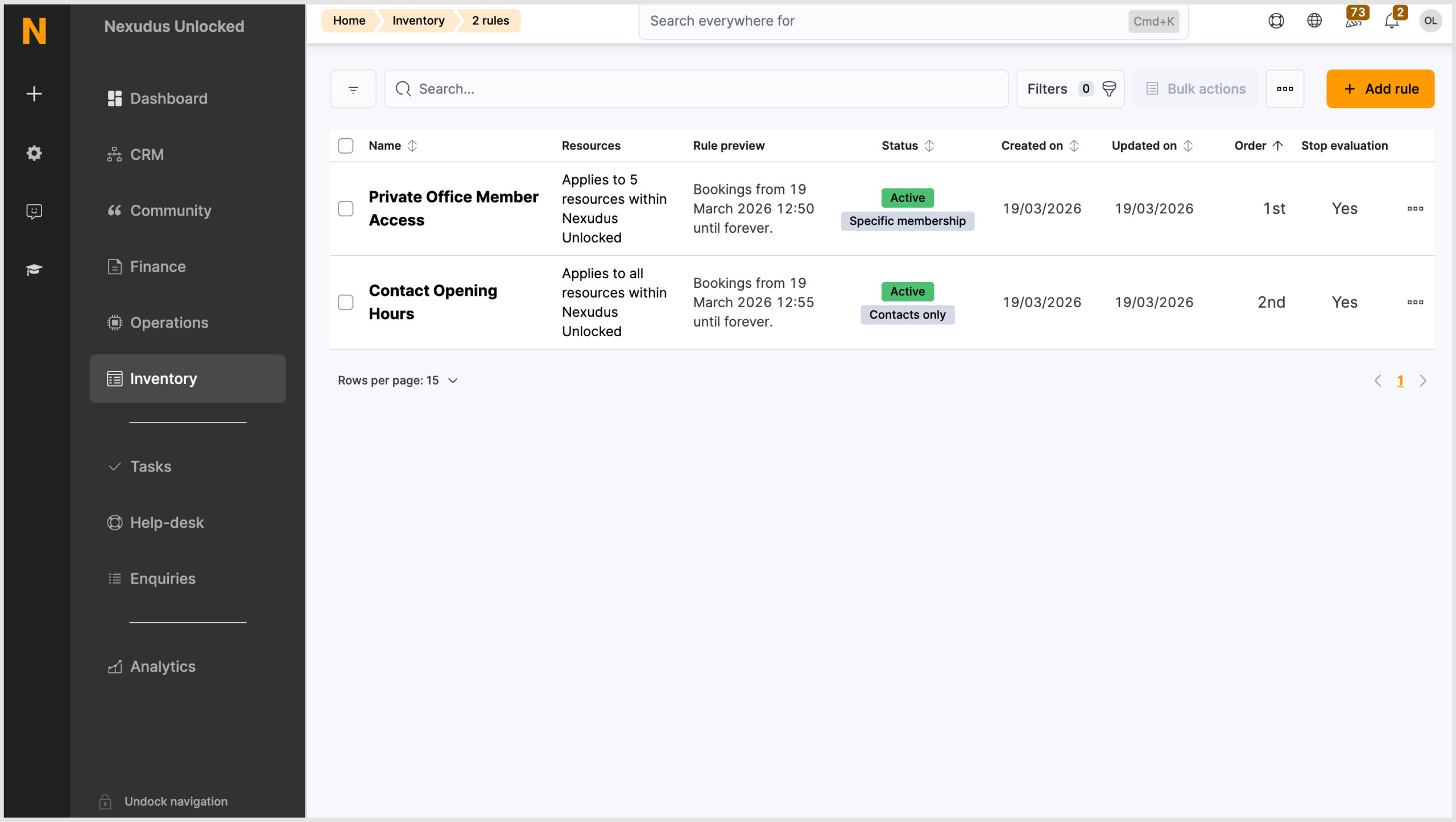 Inventory_Rules page