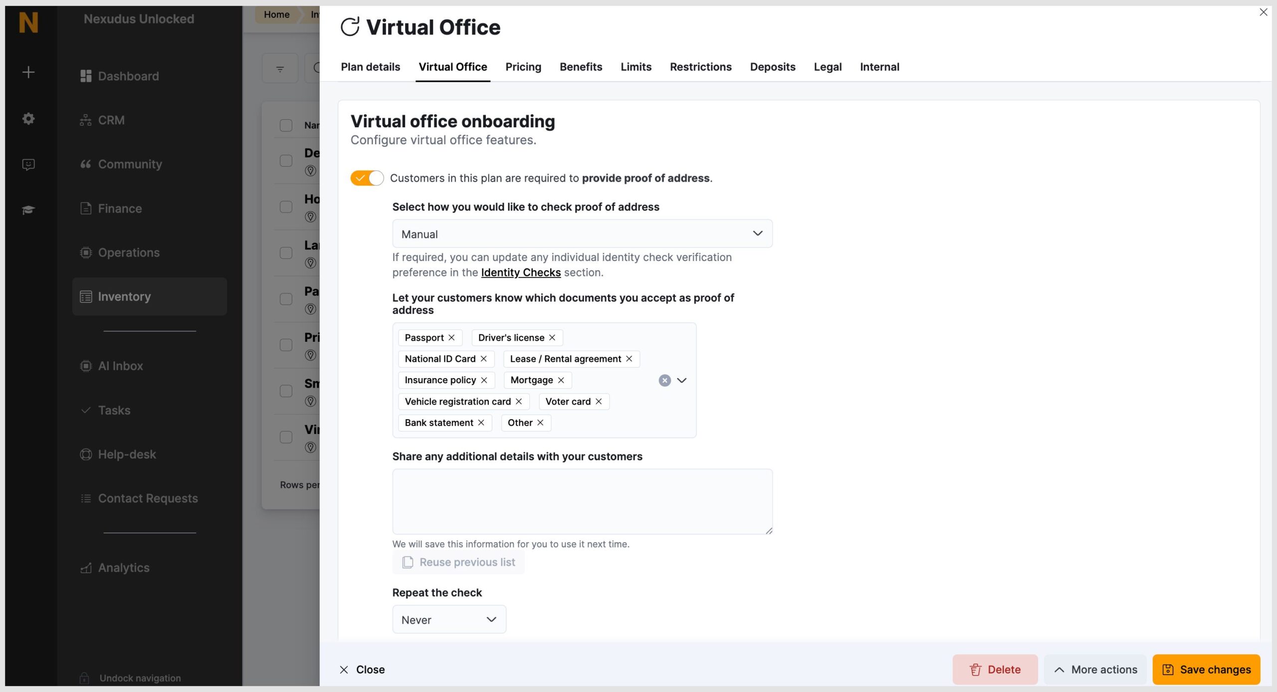 Virtual office document types
