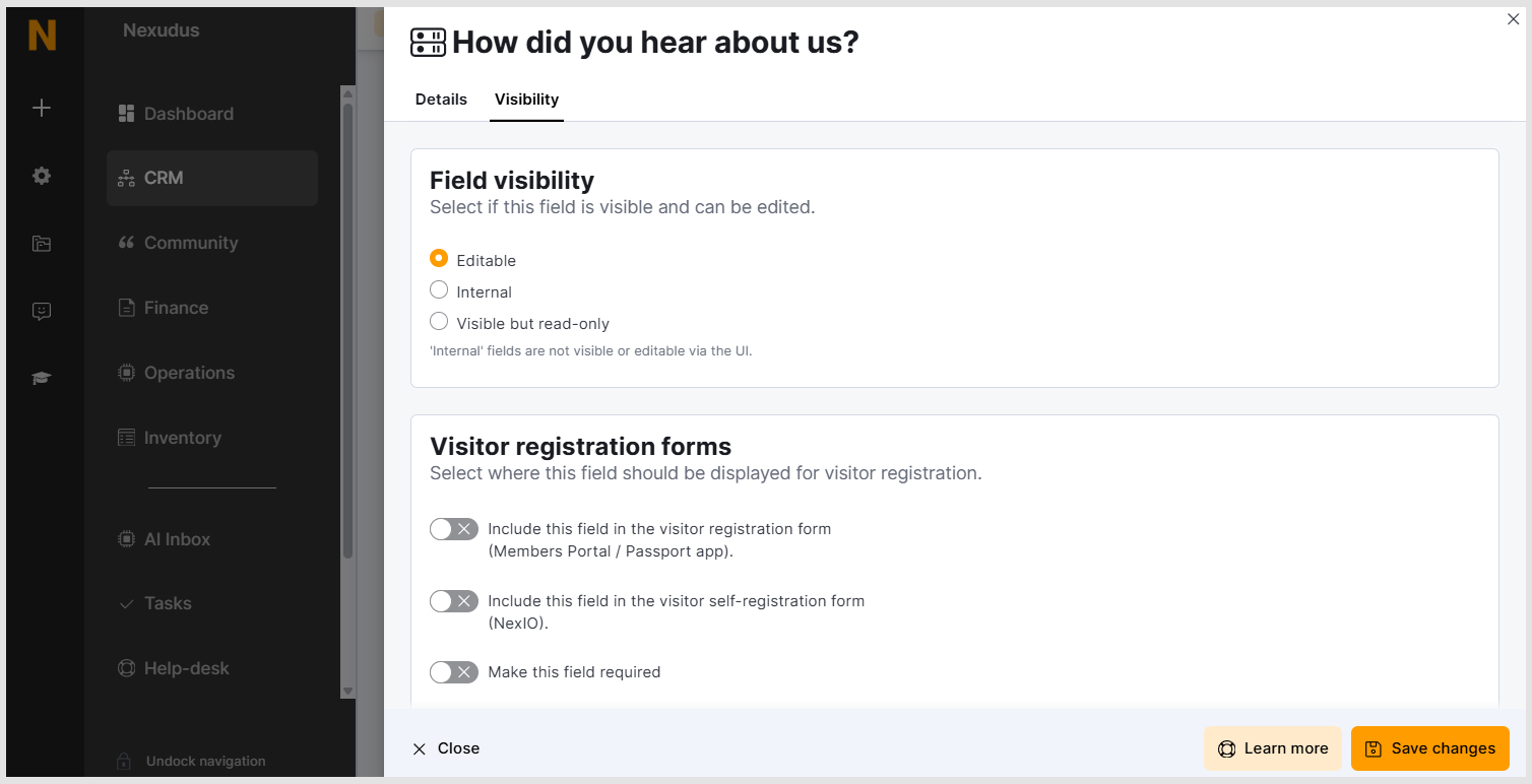 Custom Field in Visitor form in Admin Panel