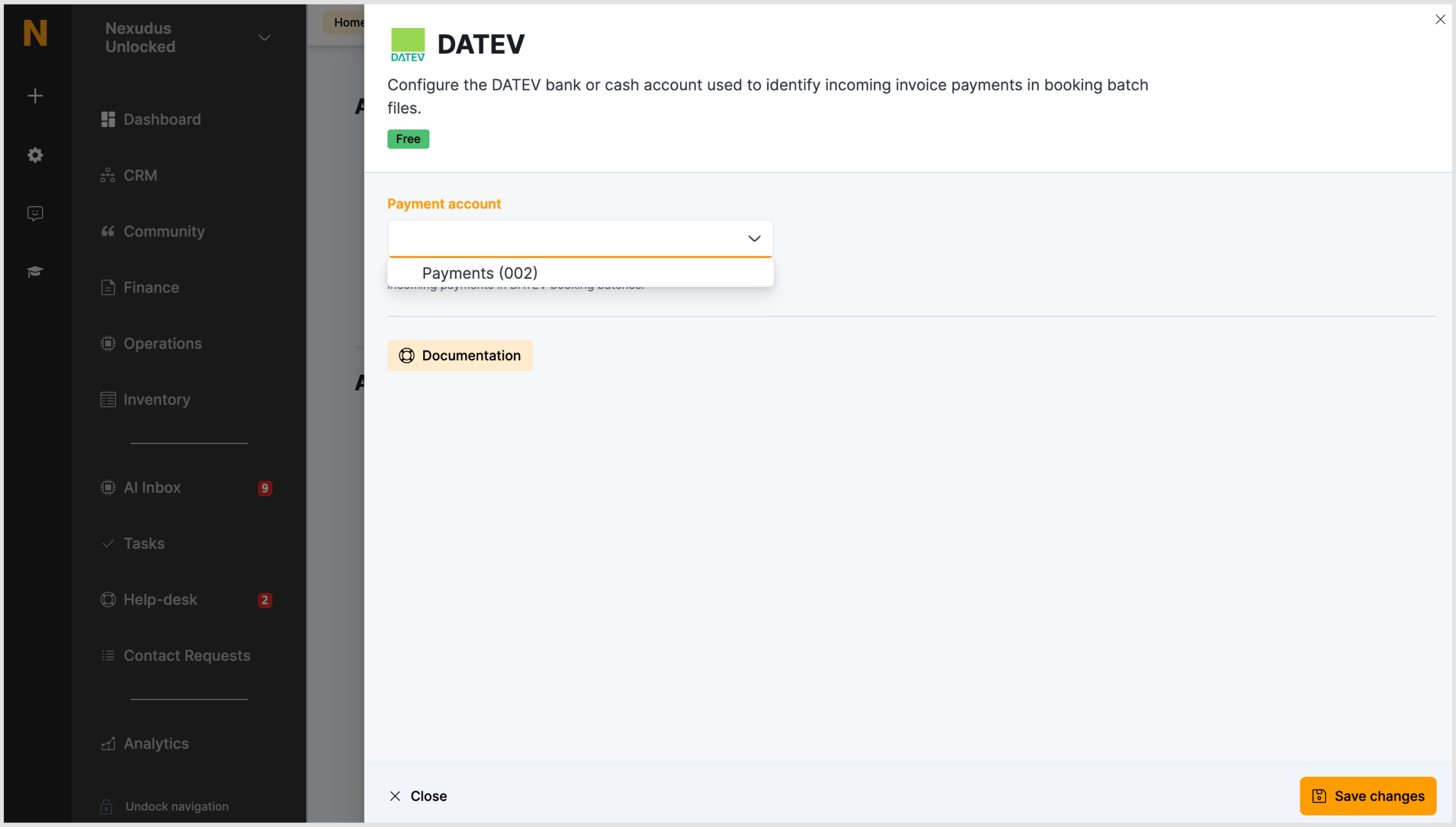 Admin Panel > Integrations > DATEV